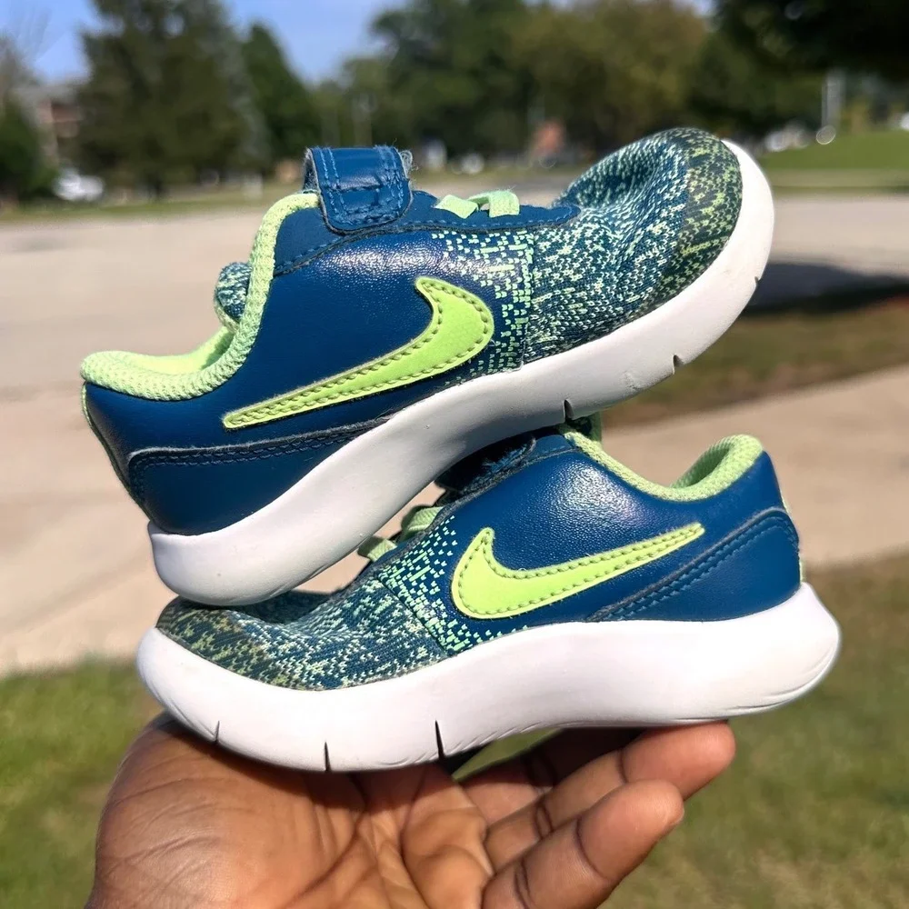 Nike Flex Contact TD Toddler Girl Shoes 2 Pairs Pink Black Blue Green Size 7